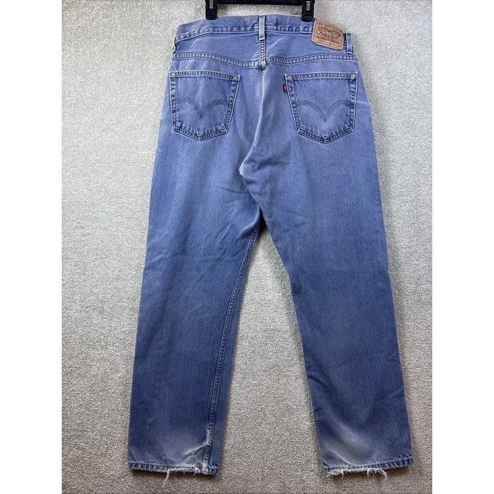 Levi's‎ 505 Regular Fit Jeans Mens 36x30 Blue Distressed Faded Denim 00505-4886